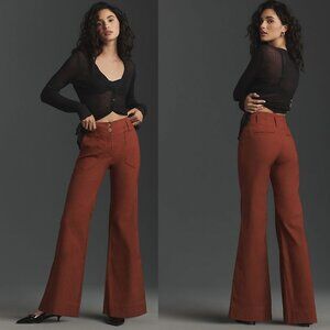 Anthropologie The Naomi Ponte Wide-Leg Flare Pants by maeve 6p copper new nwt